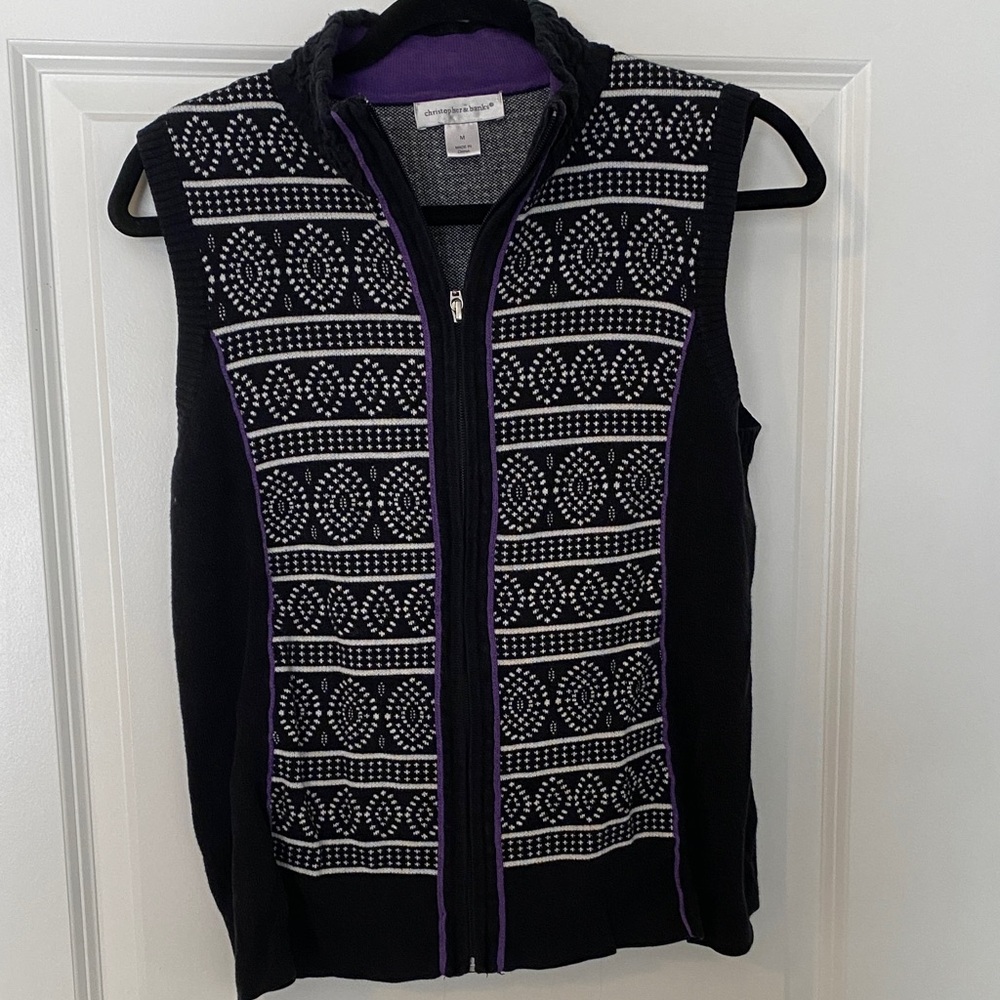Christopher & Banks Monochrome Vest with Purple Accent